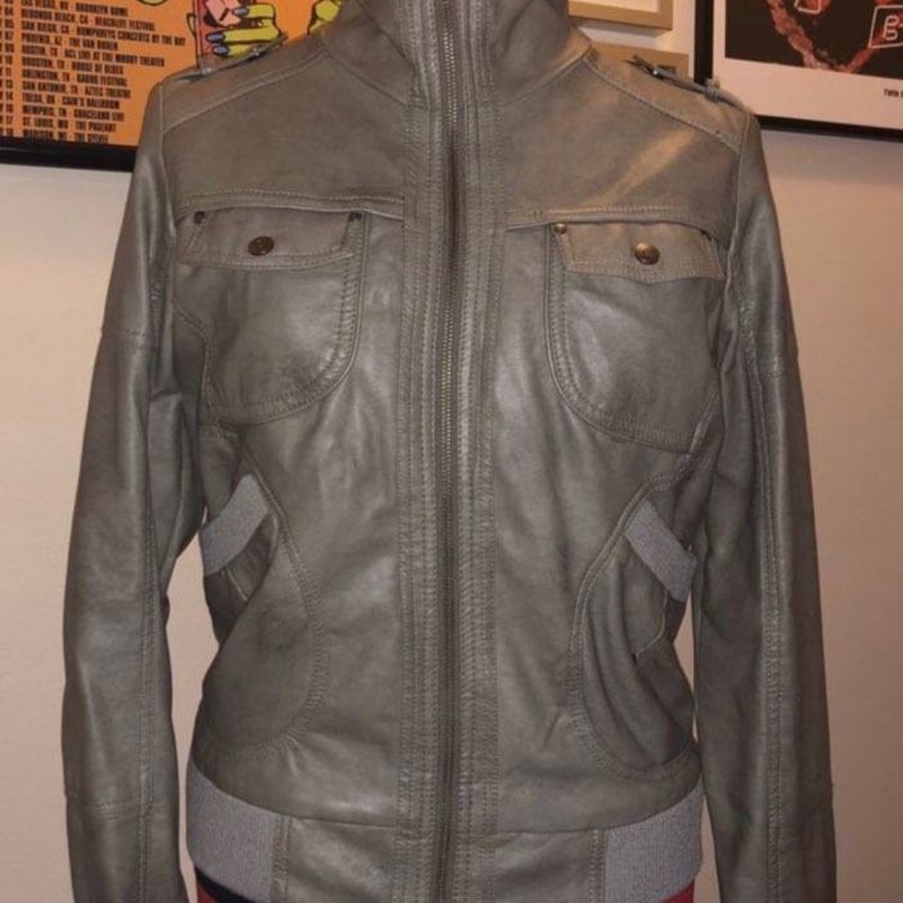 Faux leather bomber jacket